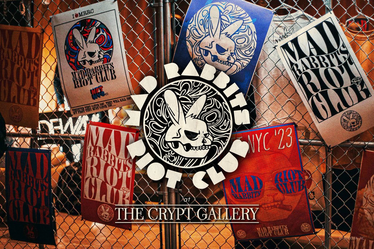 MadRabbitsRC's tweet photo. Mad Rabbits Riot Club - NFT NYC 2023 at The Crypt Gallery drop page is LIVE! 🐰 

 🔗https://t.co/mKyLXvre9j https://t.co/9QoOef0VT5