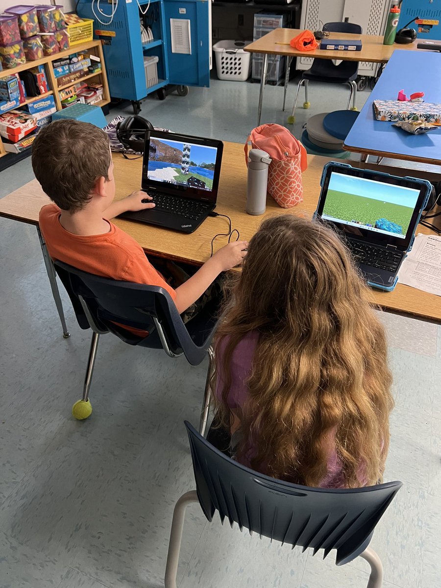 Success!! All year a 2nd grade teacher has resisted using #MinecraftEDU in the classroom. She didn’t have time, it wasn’t part of the curriculum guide, etc. Today was that day! My 4th graders partnered up to help the 2nd graders create math graphs. Best part? She is already