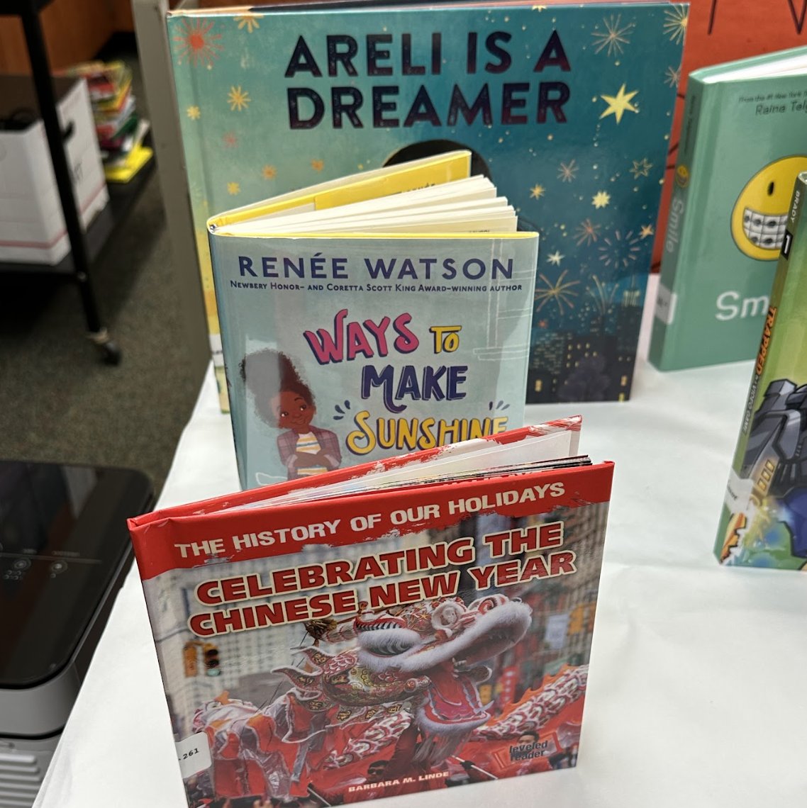 LUSDTweets's tweet photo. Lincoln Unified students are celebrating #SchoolLibraryMonth with some new library books! Our libraries recently added a variety of stories representing diverse voices, along with highly requested student favorites. #Literacy #FunWithReading https://t.co/xnh1MxyPXm