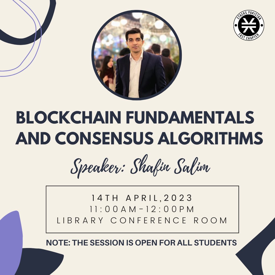 StacksFast's tweet photo. Join us today for an exclusive Speaker Session as part of Stacks Fast's Solidity Cohort! 

Our Guest Speaker will be discussing Blockchain Fundamentals and Consensus Algorithms!

See you there!

#BlockchainEducation #SolidityCohort #blockchain #smart #contracts https://t.co/O7ZnjOIxSZ