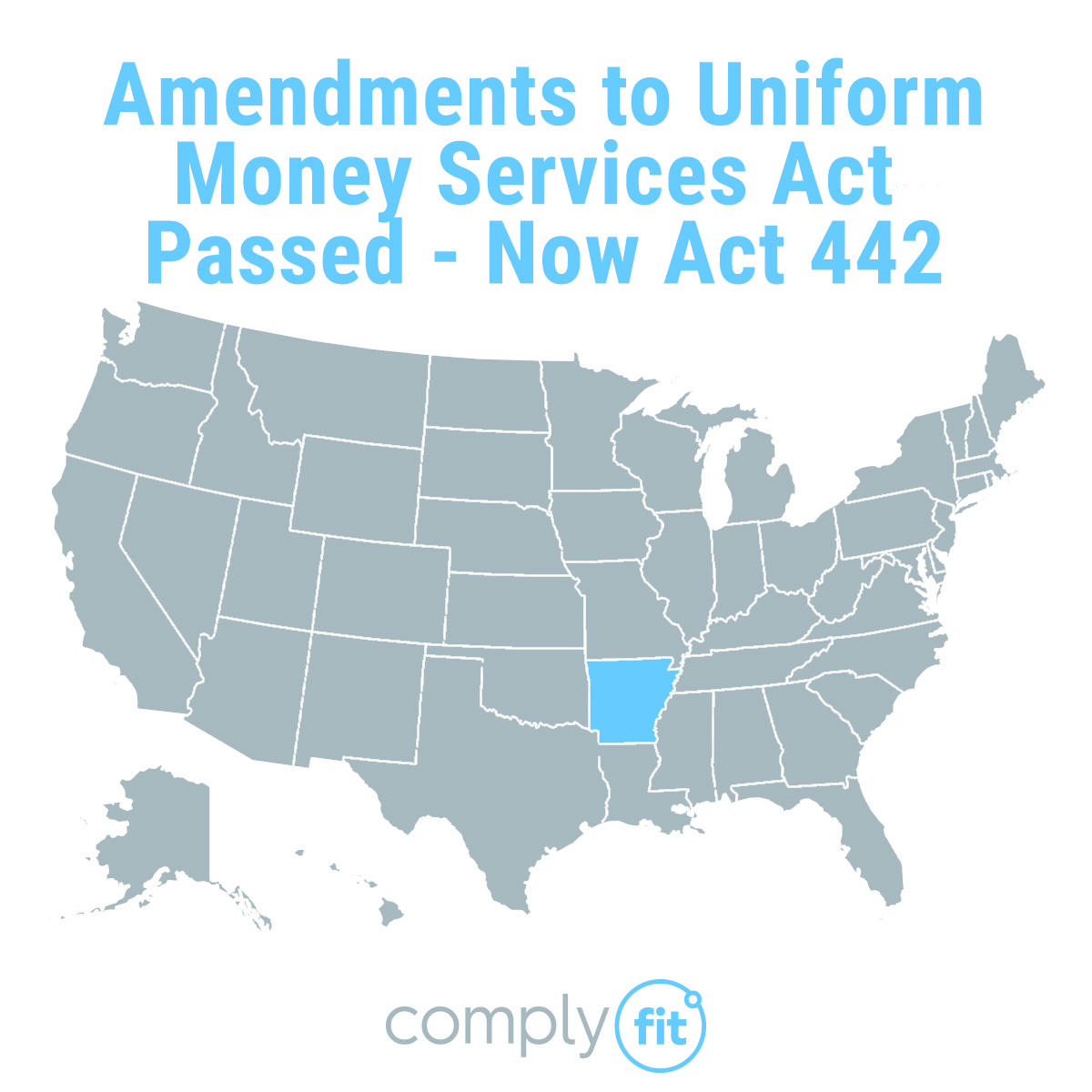 ComplyFit's tweet photo. #Arkansas HB1438 (Now Act 442) - Amendments made to the Uniform Money Services Act. This Act affects #moneytransmitters, including those that utilize #virtualcurrencies.
Read More: https://t.co/6KHBiN2h6v https://t.co/jA7t61Ybm9