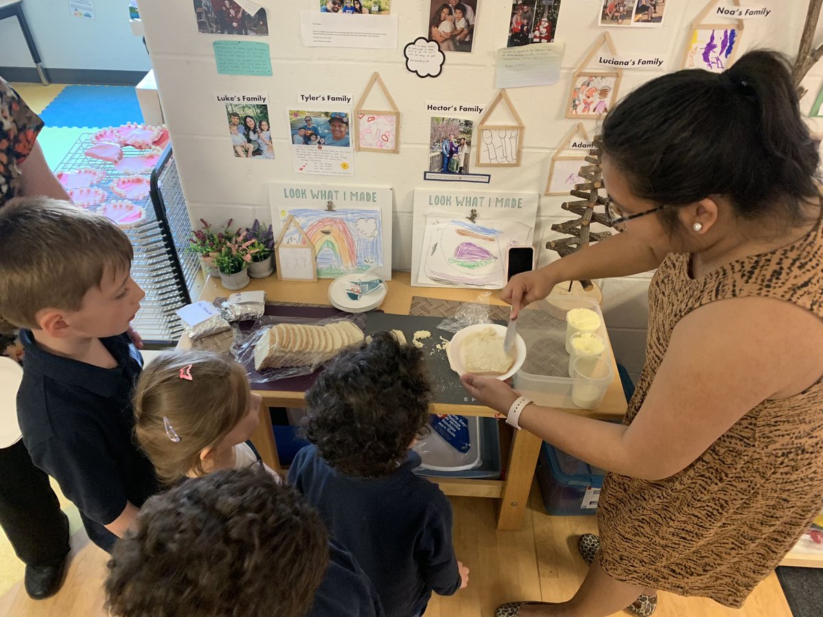mickleja's tweet photo. So lucky to have had the chance to visit my kindie friends in Room 108 and taste the amazing bread and butter they made during their healthy eating inquiry. Look at that bread!!👇I think SAOP has some future bakers! @Kindie108 https://t.co/ald0KxImzR