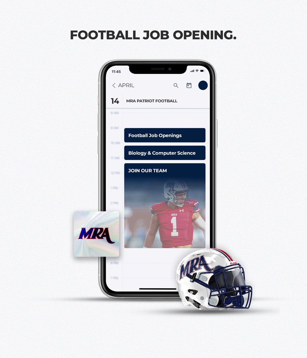 CoachWeaverMRA's tweet photo. MRA has an opening for ✌🏼 Jr. High football coaching positions. 

Biology 🧪 &amp; Computer Science 💻 teaching slots are available.  

Send resume and list of references to HFC Herbert Davis @CoachHerbertDa1 at hdavis@mrapats.org https://t.co/6vyKTzytbm