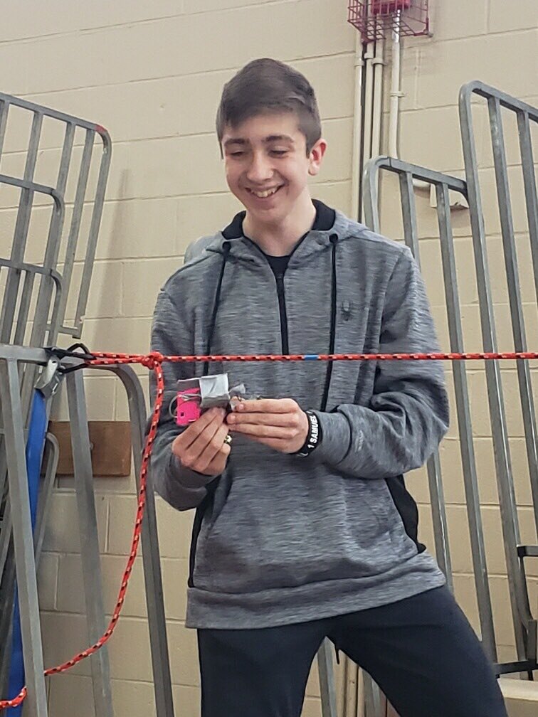 WMHSScienceTeam's tweet photo. Science Team results: amphibians 9th, astrophysics 7th, tight rope walker 6th. Pictures of walker group. Overall, 7th Tuesday and 7th of 15 schools this year!  Not far behind the 6th and 5th placed schools. Congratulations, science team! Thank you for all of your work this year. https://t.co/ufojtJfFRb