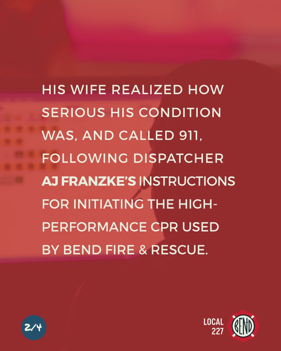 bendfirefighter's tweet photo. Last July, Scott, a healthy, active 45 year-old father, experienced cardiac arrest while mowing his lawn. His wife realized how serious his condition was, and called 911, following dispatcher AJ Franzke’s instructions for initiating the high-performance CPR used by Bend Fire &amp; Re https://t.co/rimTH1h5qI