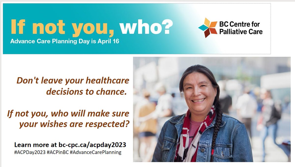 BCC4PC's tweet photo. If you were in a medical crisis and were too ill to speak for yourself, someone needs to speak for you! You can determine who your #SubstituteDecisionMaker is. Learn more about #AdvanceCarePlanning: https://t.co/SA96x8qBQk #ACPinBC #ACPDay2023 #IfNotYouWho https://t.co/0DzqINpb5Q