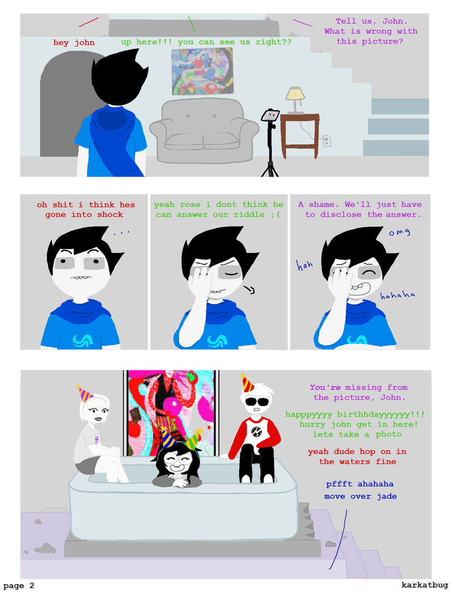 karkatbug's tweet photo. rose is the funniest of them all for this idea
(dont worry they put the tub back... eventually)
 #homestuck #homestuck413 (2/2) https://t.co/SSCju4qCqj