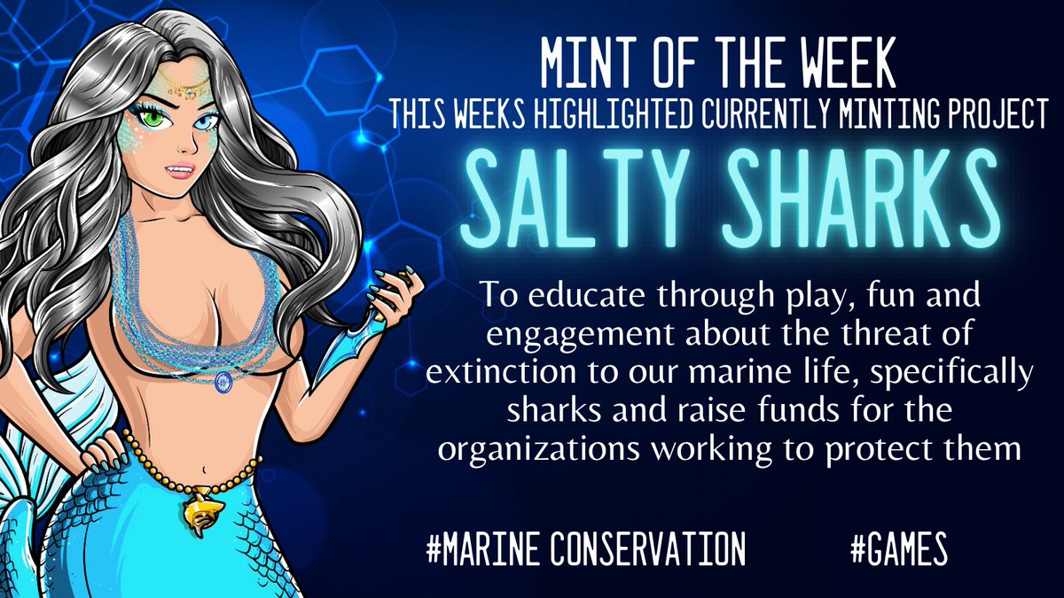 🚀Mint Of The Week🚀
<a href="/SaltySharksNFT/">old handle of Salty Sharks</a> 
Have you checked out their comic? 
#MintingNow #NFT #Sharks #NFTs #Mint #CollabCentre