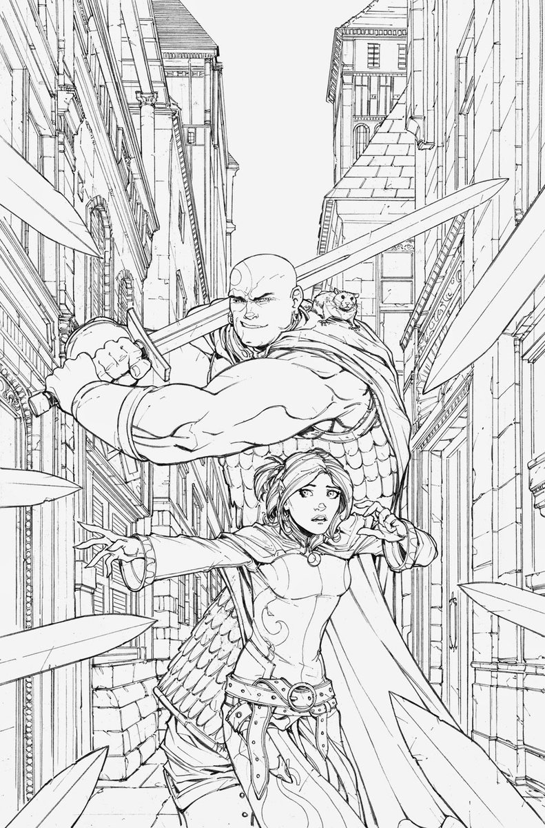 DmEducational's tweet photo. This is the #LineArt for the cover of the #BaldursGate #Comic from #MaxDunbar.
Perfect for some #coloring.
#MinscandBoo #ForgottenRealms #DnD #DungeonsandDragons
https://t.co/VGt4IaZN5T https://t.co/IAtxIMEfsj