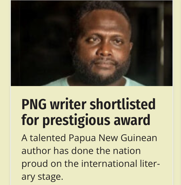 StefArmbruster's tweet photo. Self-taught #PNG writer Dennis Kikira only #Pacific islander shortlisted for @commonwealthorg unpublished short-story prize with #Bougainville #climatechange inspired "When This Island Disappears". 

https://t.co/iBqwVMqpvi via @Post_Courier

Shortlist: https://t.co/dYxHf0xjHi https://t.co/MmmpXWt5zR