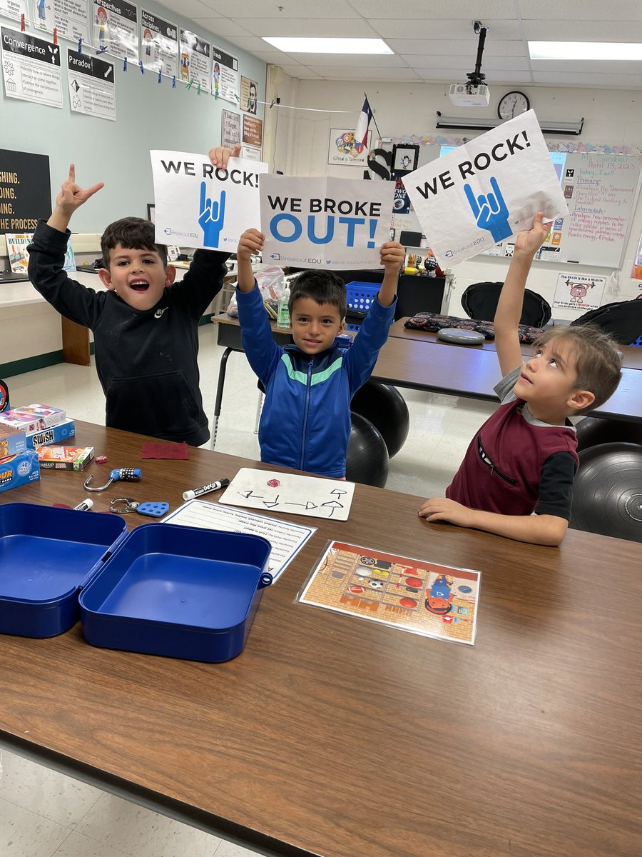NISDBurkeGT's tweet photo. Kinder Ss applying the 4 Cs to #Breakout! “GT is hard, but I love it!” ❤️ @NISDGTAA @NISDBurke #RootEdBurke #NorthsideGT https://t.co/E3nZdsxliK