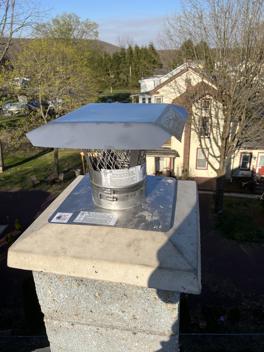EnterpriseHarth's tweet photo. Tough long day fight on installing 40 plus feet hybrid liner in Victorian home. Very proud of our team in that particular job today Kyle,Anthony,Joel.
       Happy customers is what we strive for.
We also replaced a worn out chimney crown.
Call for any questions #chimney https://t.co/23XMnhWkhB