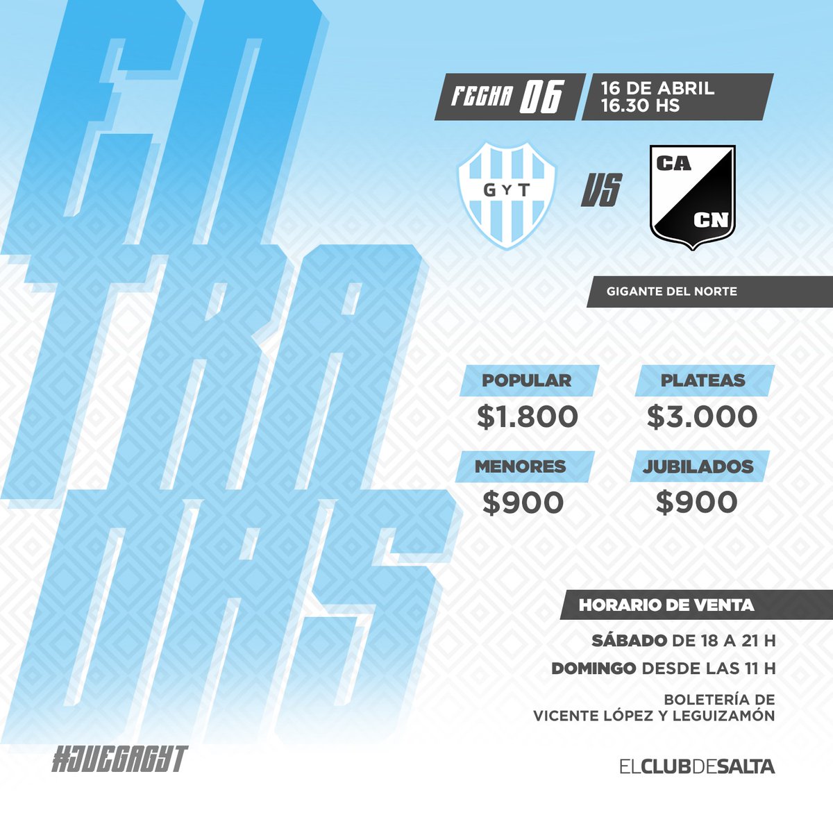 gytoficial's tweet photo. #JuegaGyT || Precio y venta de entradas para los hinchas de Gimnasia 👇🏽 https://t.co/MdyiX7x8sJ