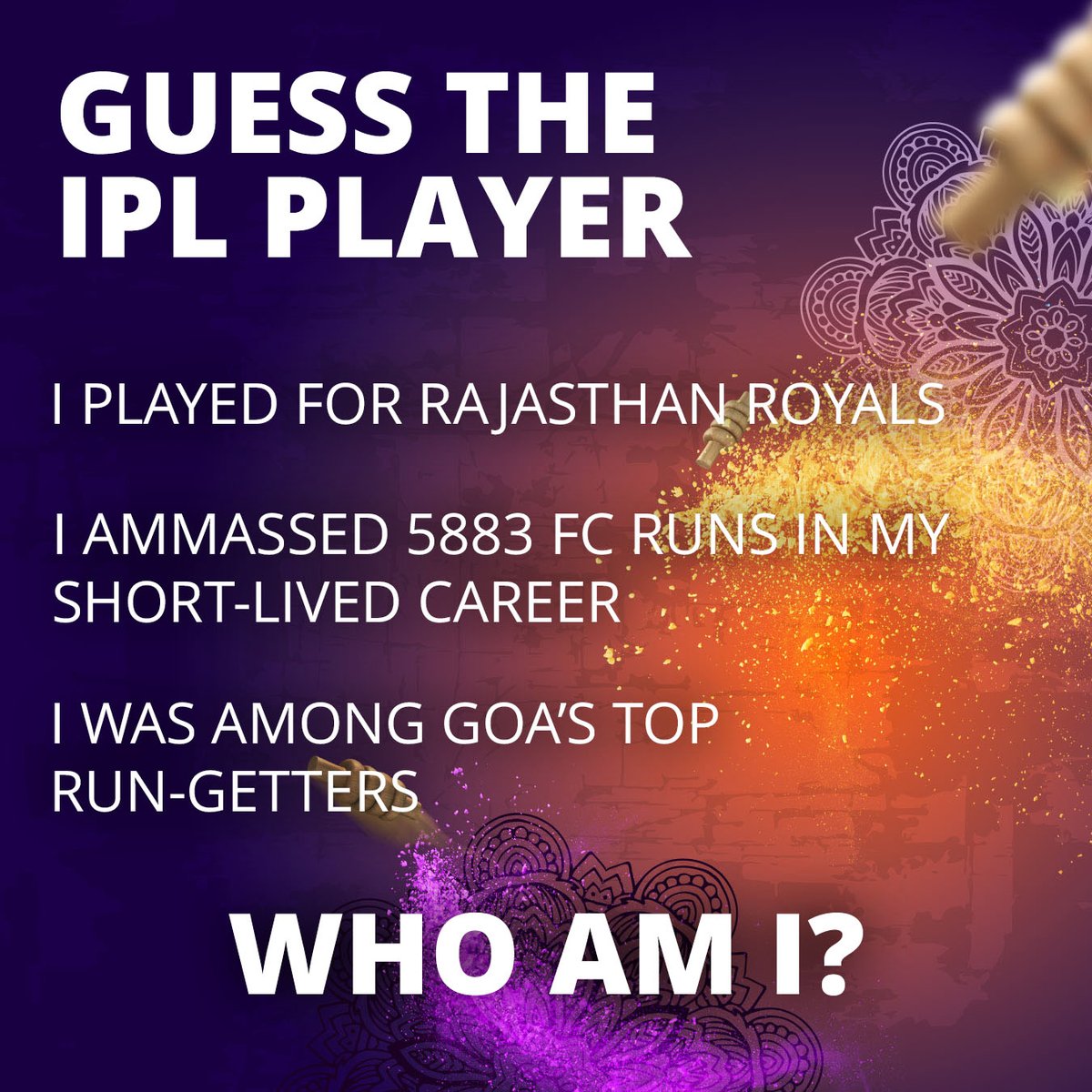 10cric_official's tweet photo. 🔴 10CRIC CONTEST: LIVE NOW!

How to participate: 
1️⃣ Follow @10cric_official 
2️⃣ Reply guessing the player below
3️⃣ Retweet this tweet

💰 20 winners will get ₹500 Amazon vouchers + ₹500 Free Bet on 24/04/23 EOD

⏳ Deadline: 23/04/23 h23:59 IST https://t.co/FlAJYV7jKm