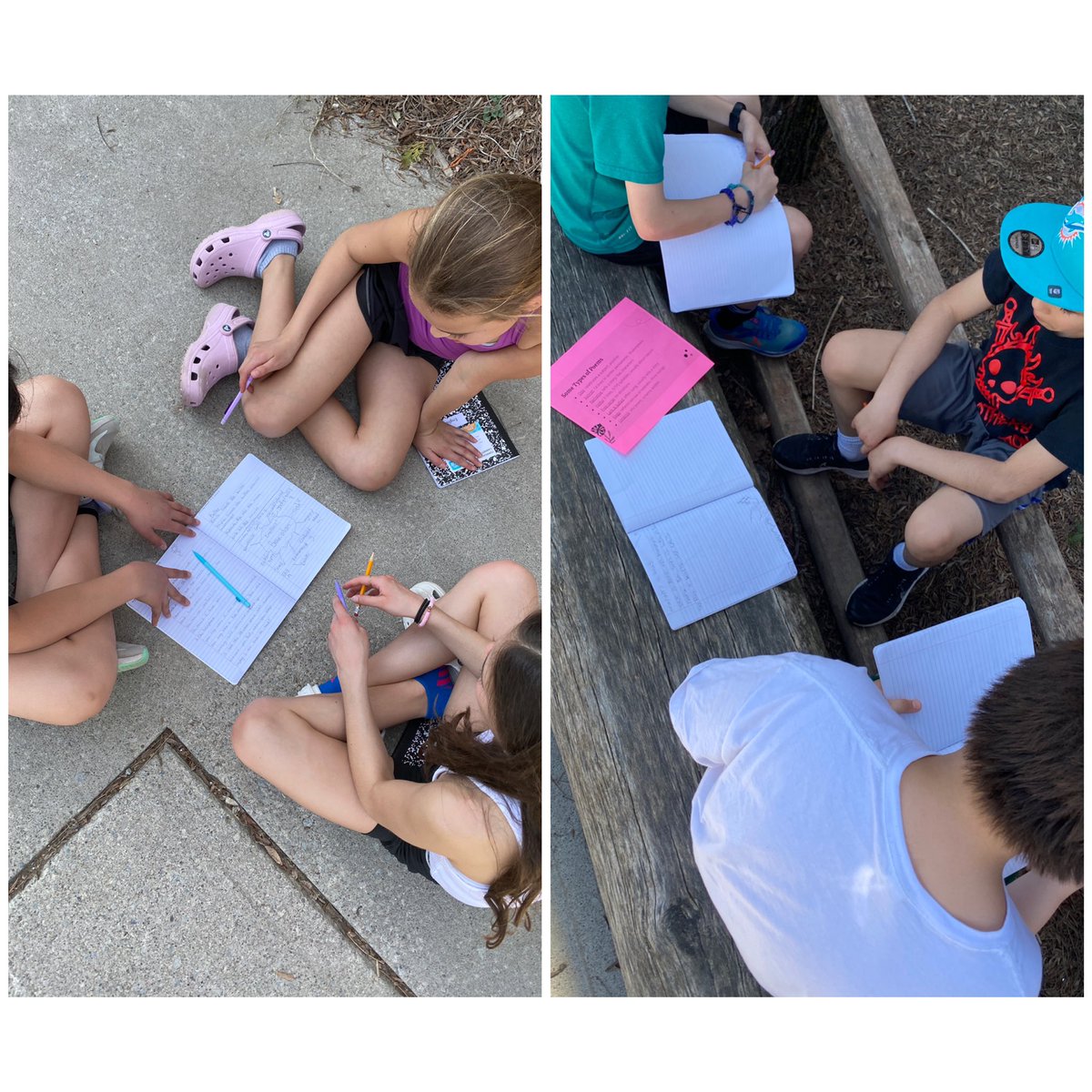 Ss enjoyed working on their poems outside in the garden today ☀️