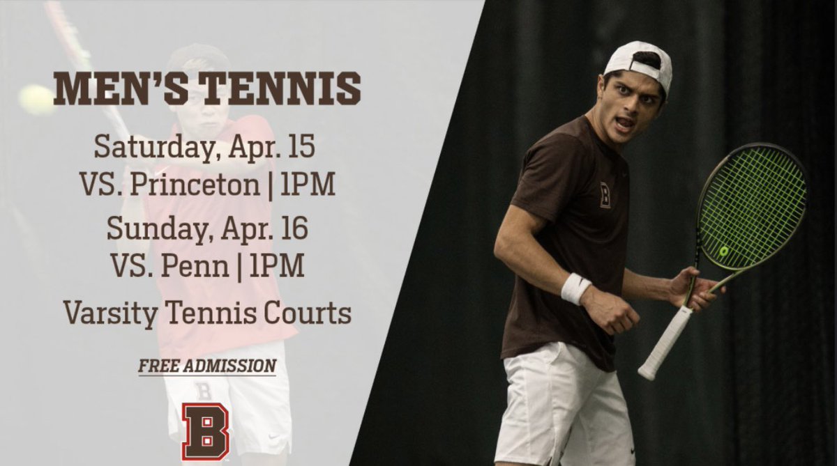 🚨The Bears welcome a pair of nationally ranked Ivy teams in final home weekend in Providence🚨

🆚No. 53 Princeton
📍Providence, RI
⏰April 15, 1:00 p.m.
📺 portal.stretchinternet.com/brown/index.htm

🆚No. 50 Penn
📍Providence, RI
⏰April 16, 1:00 p.m.
📺 portal.stretchinternet.com/brown/index.htm

#EverTrue