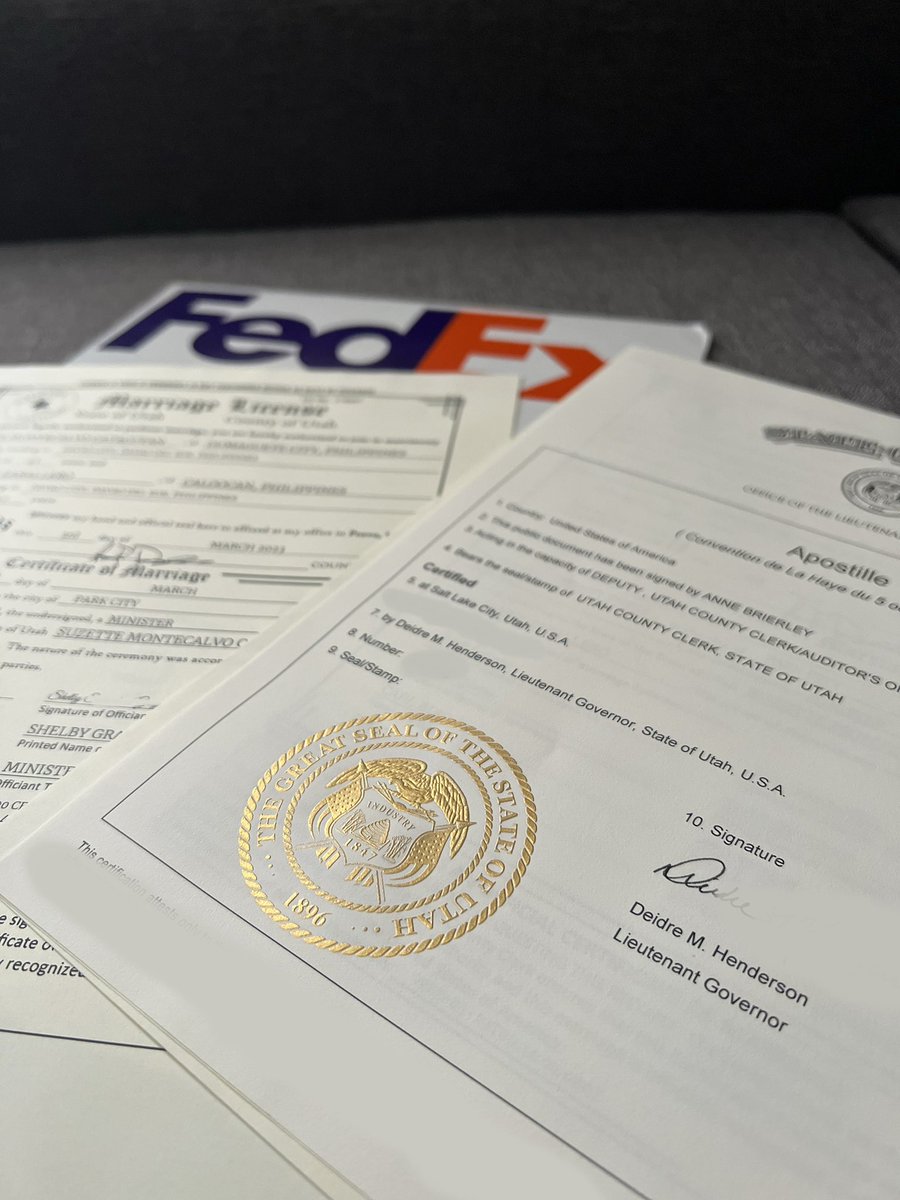 zzaballero's tweet photo. Happy Friday, everyone! Just got our marriage certificate and apostille stamp in the mail. I'm officially married to @suezettee ! 💍 #LoveWins #SuddenlyItZSue #ZUEbecomeOne https://t.co/GdQukSLAM5
