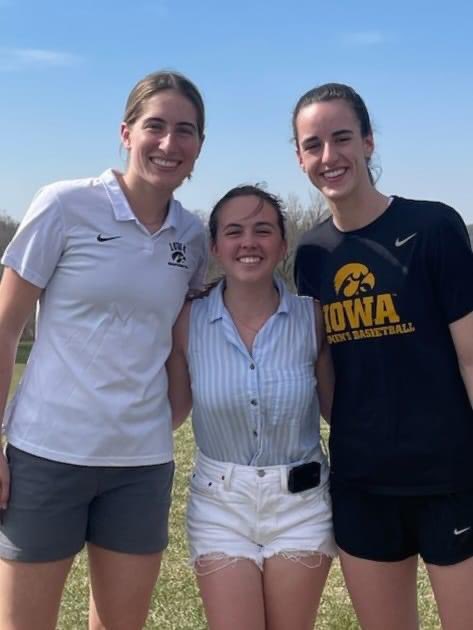boltgirlsgolf's tweet photo. We got to have a couple special guests to practice today.  Thanks to @CaitlinClark22 and @kate_martin22 stopping by to impart a little knowledge for how to be your best and that hard work truly does make dreams come true. @IowaWBB is always top notch! https://t.co/i97IwZuW6s