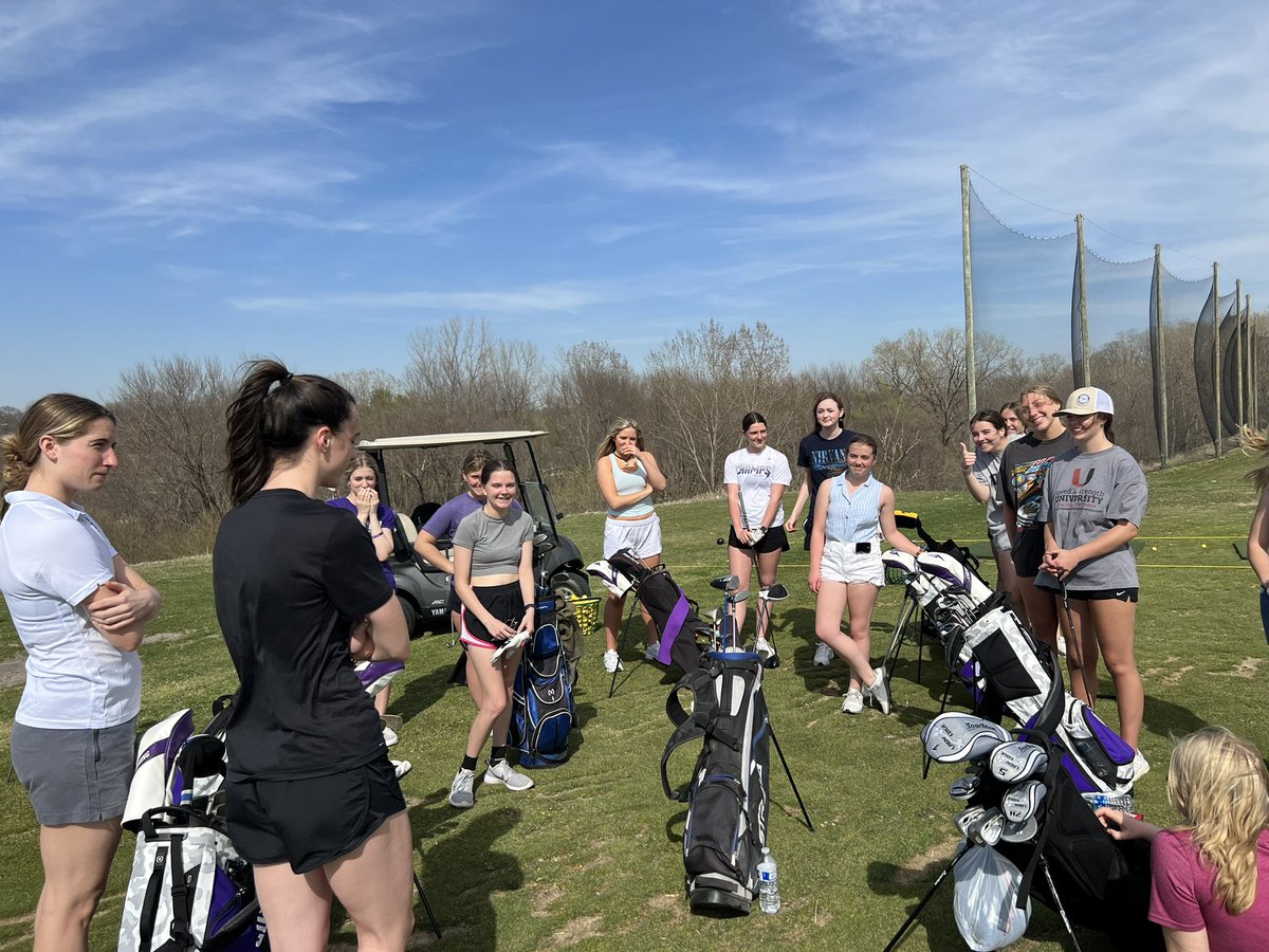 boltgirlsgolf's tweet photo. We got to have a couple special guests to practice today.  Thanks to @CaitlinClark22 and @kate_martin22 stopping by to impart a little knowledge for how to be your best and that hard work truly does make dreams come true. @IowaWBB is always top notch! https://t.co/i97IwZuW6s