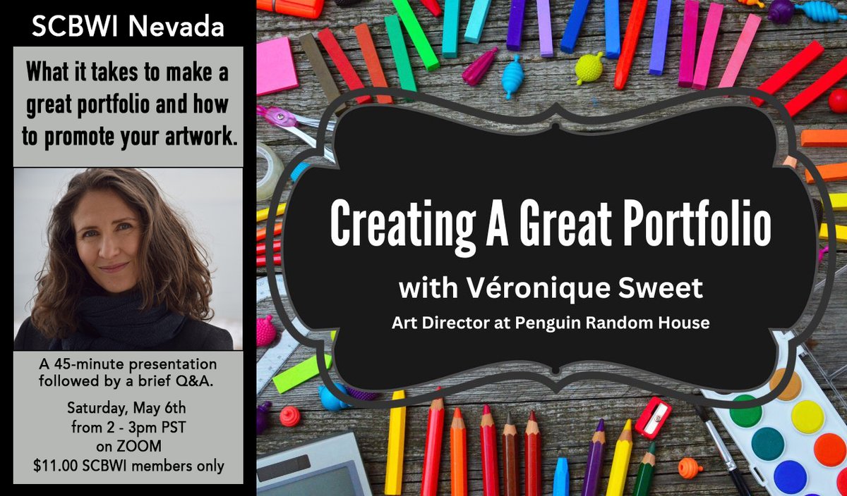 SCBWI NV is offering a fantastic presentation by Penguin Random House Art Director, Veronique Sweet for only $11! Reserve your ticket before this event sells out. #kidlitportfolio #scbwi #kidlitart #kidlitillustrators
nevada.scbwi.org/events/creatin…