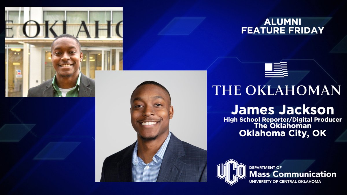 UCO_MCOM's tweet image. This week's #AlumniFeatureFriday spotlights former @TheVista1903 Editor in Chief, @JamesDJackson15, who is now the High School Sports Reporter &amp;amp; Digital Producer at @TheOklahoman_ .

You can find James always on the sideline or in a press box at games across the state.
