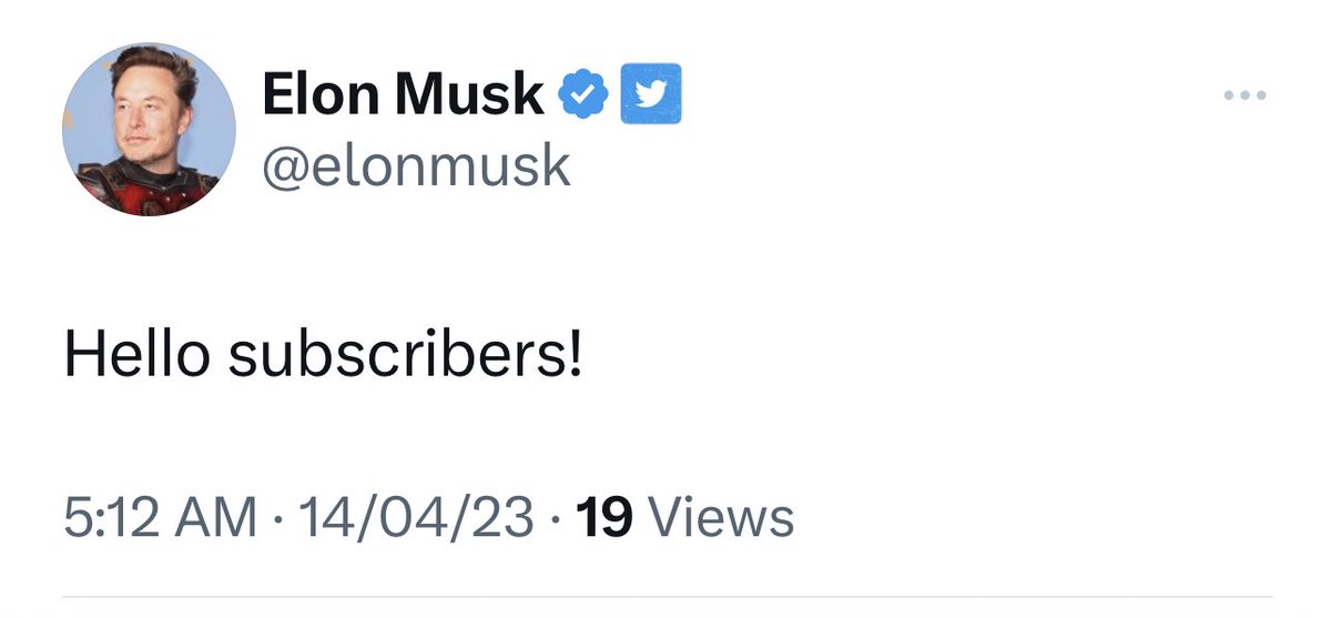 cb_doge's tweet photo. BREAKING: Elon Musk says Hello to his subscribers. There are rumors that he is going to share exclusive memes in there.

Subscribe @elonmusk now. One thing’s for sure, it won’t be boring. 🤣 https://t.co/WoxWuDnpGL