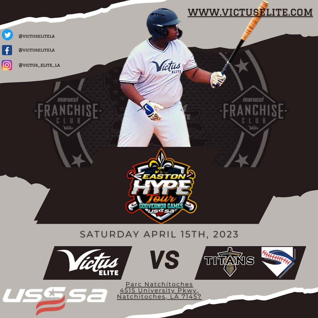 Our 12 and 13u both head to the Parc in Natchitoches this weekend! New weekend, new competition! Let’s get it boys!