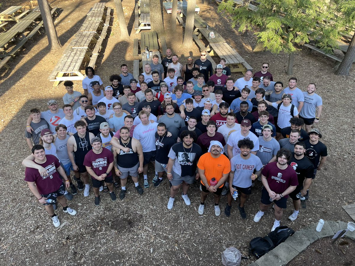 _SCFootball's tweet photo. The Brotherhood was definitely BUILT out at Springfield College’s very own East Campus, as the team took on the challenge course this afternoon‼️🔻 @SCeastcampus #BTB https://t.co/Zq0lcGfoD6