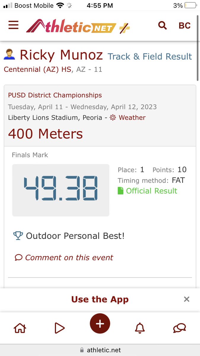 Coach_Carter34's tweet photo. @_rickymunoz ABSOLUTELY GETTING IT DONE ON THE TRACK THIS SEASON! 3.48 GPA, beast on the football field, and blazer on the track! All-District sprinter in three events heading into division and state championships next. Stay tuned, this young man is special! @Cehsfootball 🔥🔥🔥 https://t.co/rHrF7A5WX1