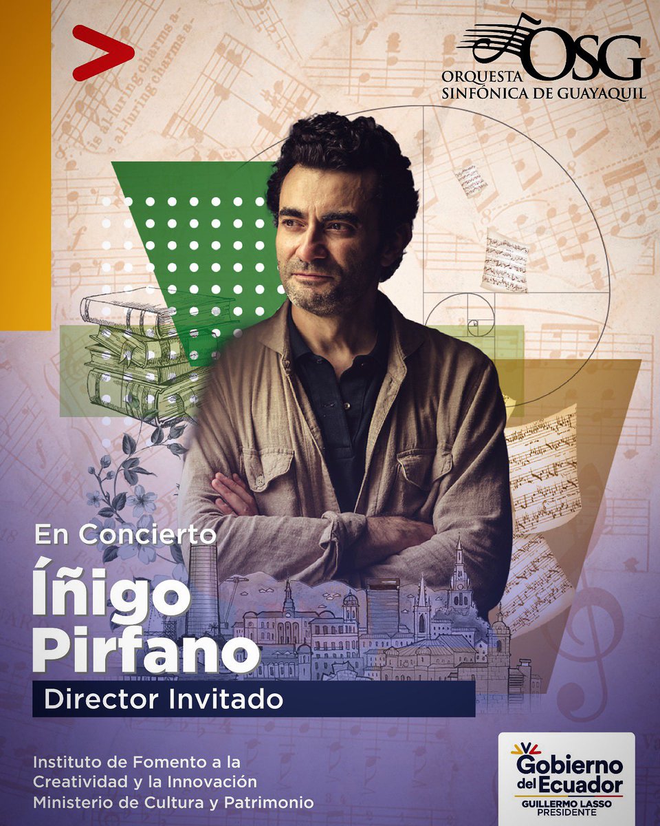 SinfonicaDeGye's tweet image. La Orquesta Sinfónica de Guayaquil tiene el honor de invitarte al Concierto de Apertura de Temporada 2023-2024 Rumbo a los 75 Años, bajo la dirección del maestro invitado @ipirfano🇪🇸

#InigoPirfano en la #OSG 
#OrquestaSinfónicaDeGuayaquil 
@culturaypatrimonioec @creatividad_ec