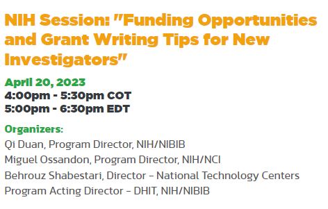 IeeeIsbi's tweet photo. Don't forget to attend the hybrid NIH writing workshop on Thurs April 20th at #ISBI2023 
Perfect for new PIs and anyone else who wants tips on writing amazing grant proposals 📃😎

#biomedicalimaging #IEEEISBI #LatinAmericanScience #colombia  #cartagena #scienceinlatam https://t.co/X4RJ1AJO6M