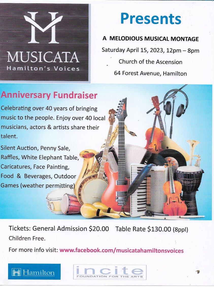 #DYK <a href="/MusicataHam/">Musicata</a> is hosting their Melodious Musical Montage #fundraiser this #Saturday 04/15/2023 at the Church of the Ascension, 64 Forest Ave. in #HamOnt! Here is the Artist's Schedule so come see your favourite #Local  #musicians #comedians &amp; More! Starts at 11:30AM Sharp! KR