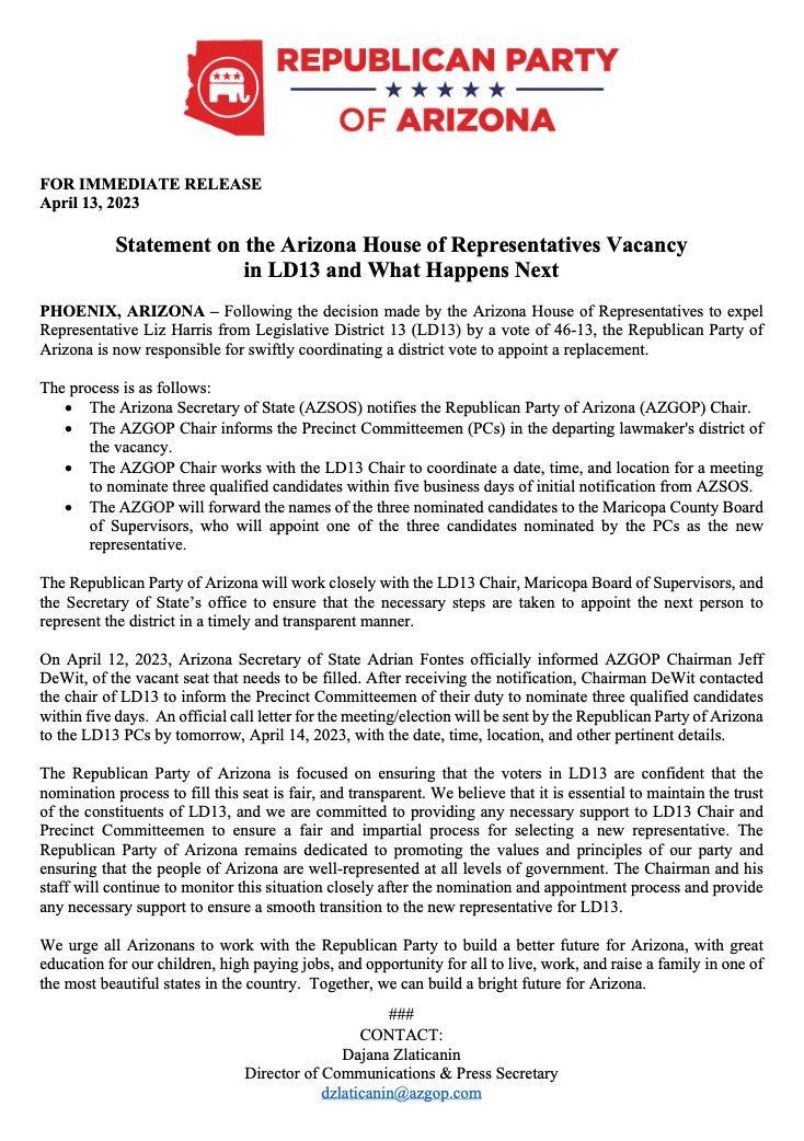 Republican Party of Arizona on Twitter "FOR IMMEDIATE RELEASE
