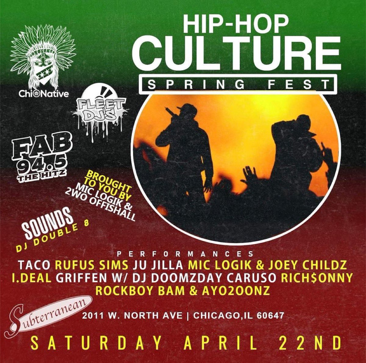 throwemC's tweet photo. Join us for “Hip-Hop Culture Spring Fest” 4/22 @subtchicago 2011 W North Ave, Chicago ,Showtime 10PM

#hiphop #liveperformance #rap #chicago #chicagohiphop #emcee #rapper #independentartist #fye #concert #party #hiphopconcert #livemusic #ChiNative #subt https://t.co/wd2nyl3tc2