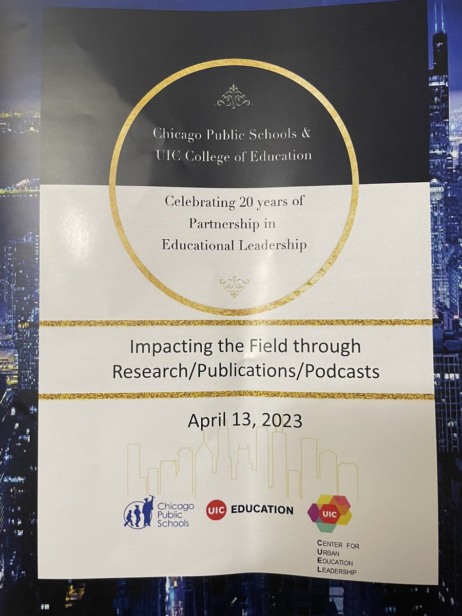 EToddBreland's tweet photo. Happy to celebrate 20 years of partnership in Educational Leadership between @ChiPubSchools &amp; @UIC_CUEL @UIC_CollegeofEd 🎉 A powerful partnership impacting schools &amp; students in Chicago #AERA2023 #AERA23 https://t.co/9PCZWjXsKz