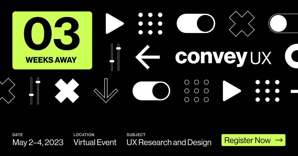 BlinkUX's tweet photo. We are 3 weeks away from #ConveyUX! May 2-4, attend engaging speaker sessions, hands-on workshops, and networking events with other industry-leading UX pros. Register today at https://t.co/mlN4yHpkLz

#uxconference #research #design @Mphasis https://t.co/RSMamBpTVK