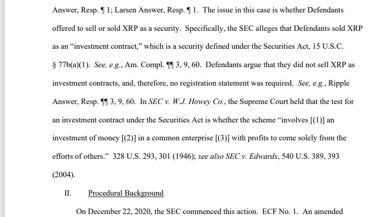 The #2 reason Ripple did not sell XRP as a "security." (small thread)

The recent opinion from Judge Torres provides a clue as to how she might (rightly) find that XRP was not sold as a security.

First, look at the version of the Howey test she cites: