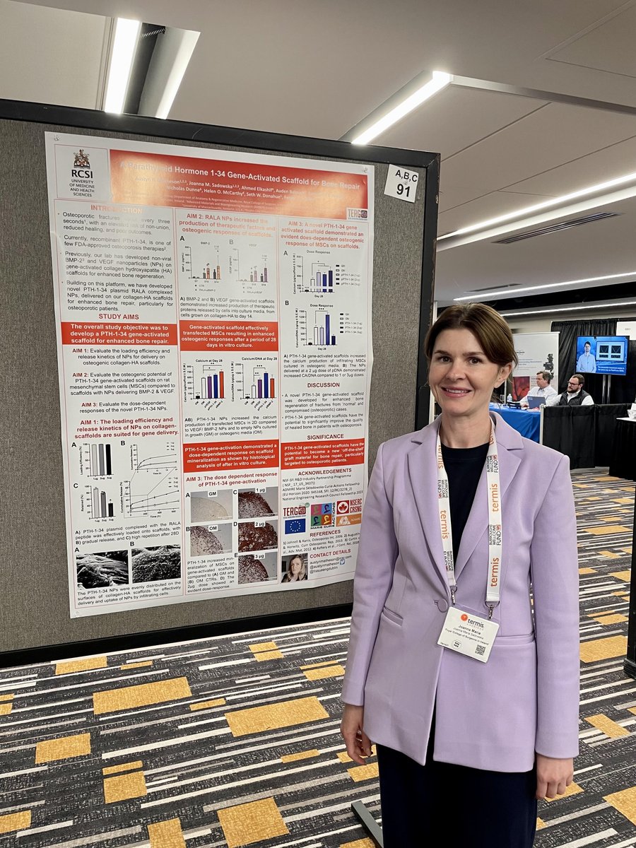 jmsadowska's tweet photo. Another day another poster ✅

It was a pleasure to present research developed by @AustynMatheson during the @TERMISAM in Boston. The project founded by @AdmireMsca develops gene-activated scaffolds for the treatment of osteoporosis-associated fractures 🦴

@TissueEngDublin https://t.co/O4Ve3uM6Yx
