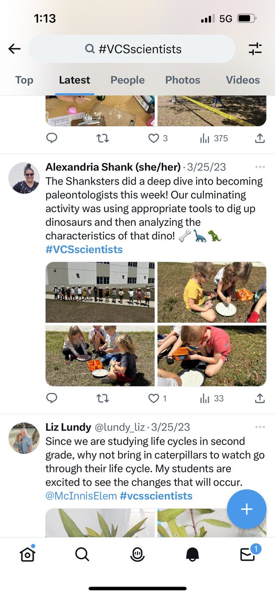 ElemSci's tweet photo. The March @ElemSci Twitter Challenge Winner is Ms. Shank @CESWildcats 
Her #VCSscientists were thinking and acting like paleontologists!  Special thanks to @VMAvolusia for providing equipment and cool stuff to help her scientists continue to GROW! @melissa_marple @volusiaschools https://t.co/BE5BfDdwVC