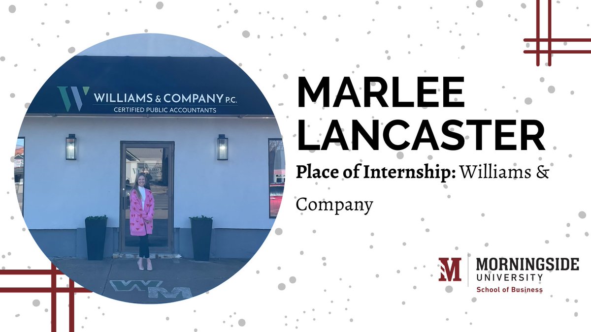 🚨INTERN ALERT🚨

Meet Marlee Lancaster! Marlee, a Public Accounting major, is a tax intern at Williams &amp; Company in their Onawa office this semester. Marlee prepares individual and business tax returns.

#msideproud #internalert #msideexperience