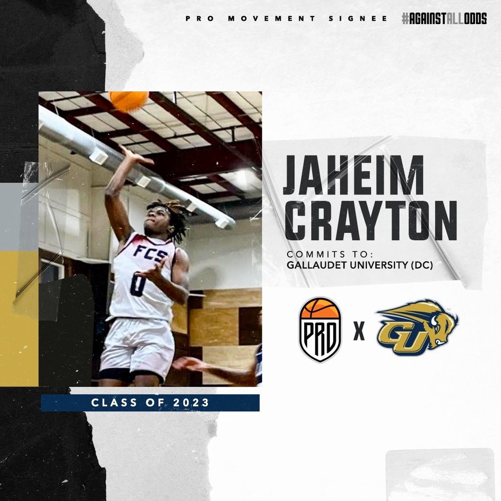 #PRO Elevation Inc. | #PRO Movement Athletics (@pro_movement1) on Twitter photo 🚨COMMIT ALERT🚨
‘23 <a href="/CraytonJaheim/">Jaheim Crayton</a> (Fideles Christian) has committed to <a href="/GallaudetBison/">Gallaudet Bison</a> ❗️
Congrats Jaheim💯
READ STORY🏀⤵️
probball.net/jaheim-crayton…
Join The #PRO Family, Get Your Offer⬇️
probball.net/prospectplacem…
✅94% Success Rate
✅200+ Student-Athlete Placements
#Elevate 🚨COMMIT ALERT🚨
‘23 <a href="/CraytonJaheim/">Jaheim Crayton</a> (Fideles Christian) has committed to <a href="/GallaudetBison/">Gallaudet Bison</a> ❗️
Congrats Jaheim💯
READ STORY🏀⤵️
probball.net/jaheim-crayton…
Join The #PRO Family, Get Your Offer⬇️
probball.net/prospectplacem…
✅94% Success Rate
✅200+ Student-Athlete Placements
#Elevate