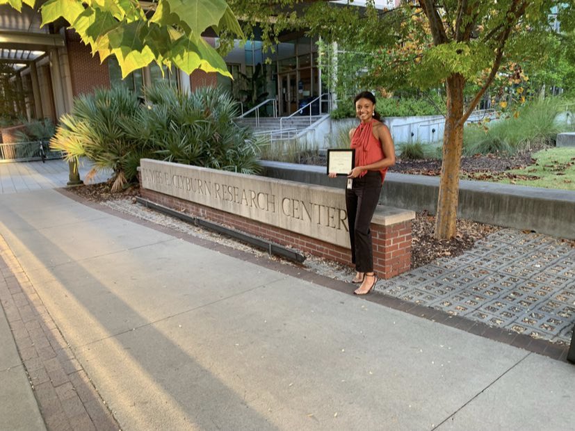 Here you can see me holding my 1st place award plaque from the Medical University Of South Carolina’s Research Day 2022. I won 1st place in the oral presentation for undergraduate and master students!
