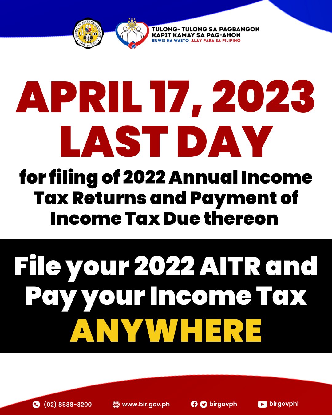birgovph on Twitter "LAST DAY TO FILE YOUR 2022 AITR Today is the last day for filing of 2022