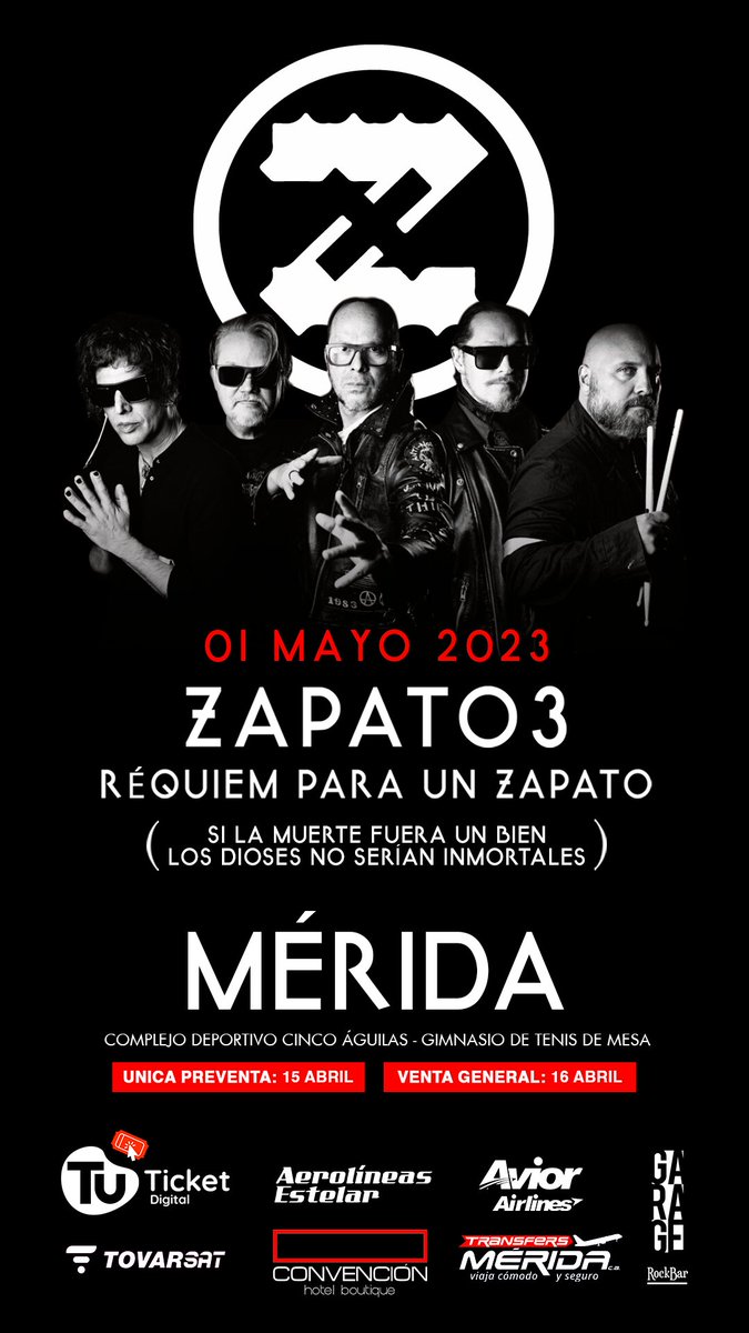 Nos vamos a Mérida a ver a <a href="/Zapato3/">Zapato3 Oficial</a> 

¿Quién dijo yo? 

El tour Mega va a estar brutal. 

Toda la info en el DM de nuestro ig @lamega102fm o en el 04247454995

Y ojo que la primera preventa termina el 15