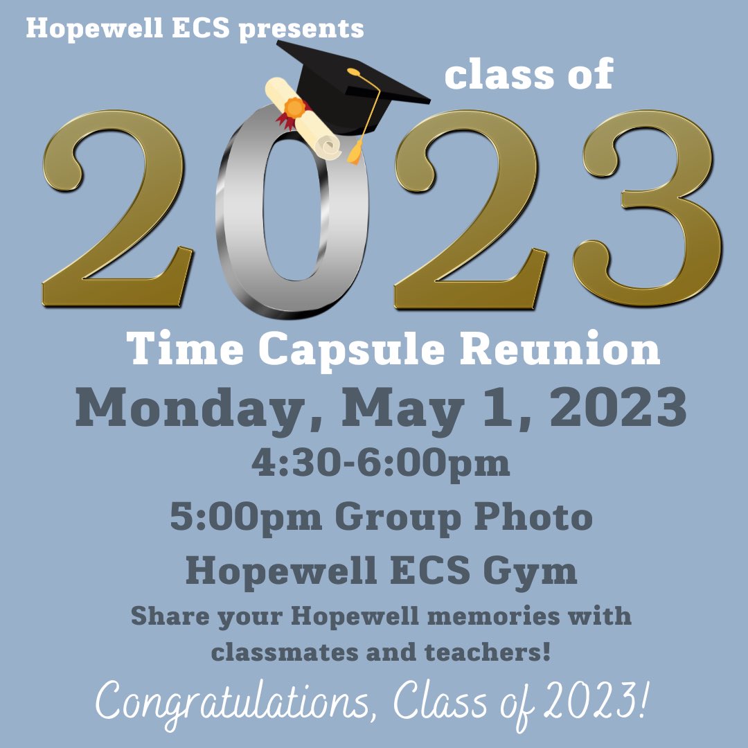 Pleaae share this with our 2023 Hopewell Elementary graduates!