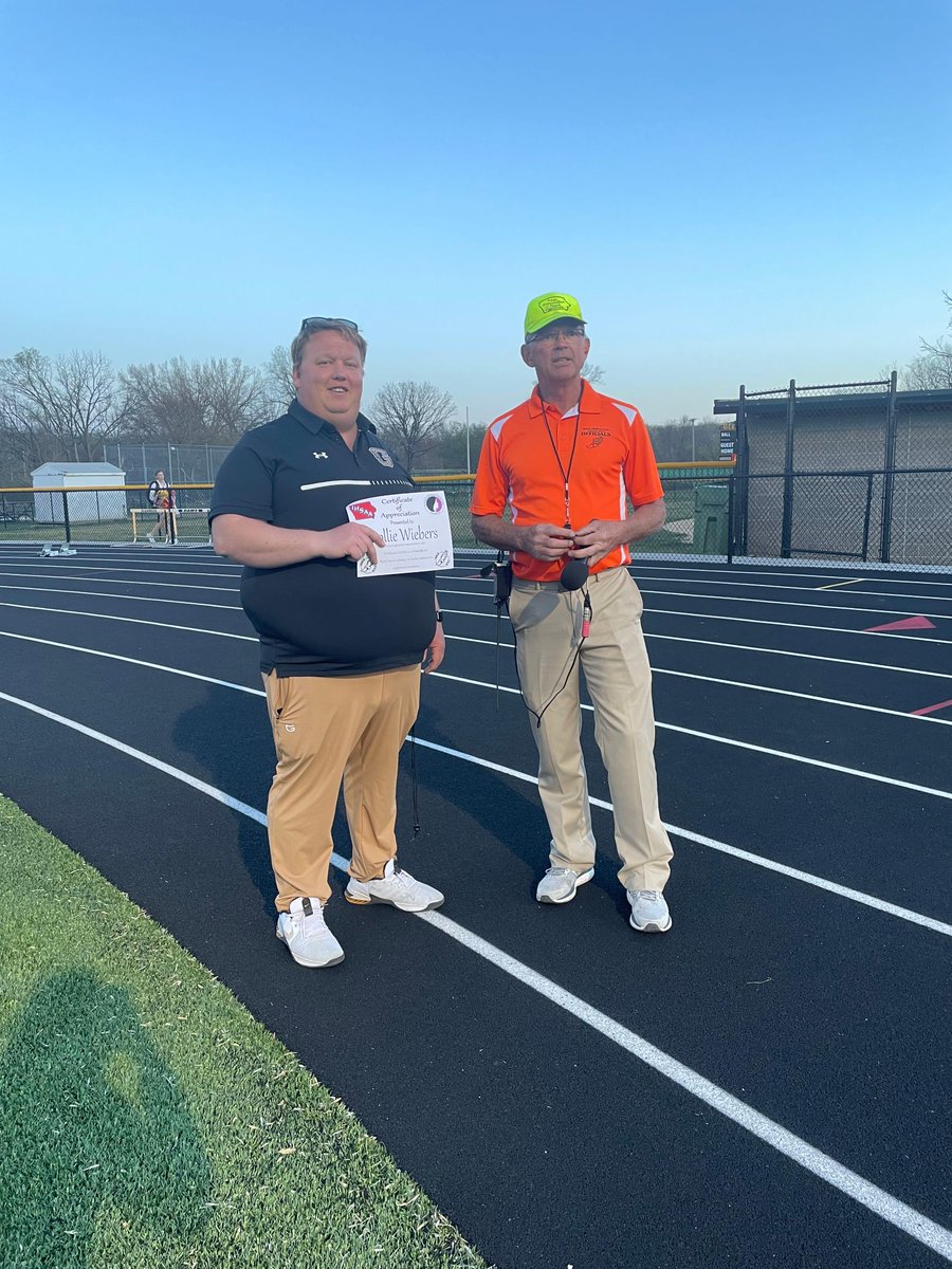 It was hard to get this track starter to stop for a picture but we were able to present HOF official/track starter Rollie Wiebers with his official appreciation certificate during the <a href="/IGHSAU/">IGHSAU</a> <a href="/IHSAA/">IHSAA</a> <a href="/NFHS_Org/">NFHS</a> national official appreciation week!