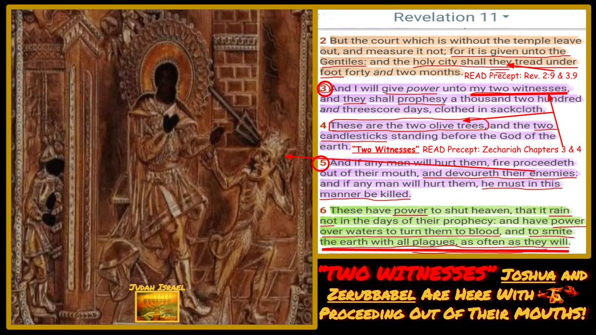 jisraeldeu28's tweet photo. Who are the "Two Witnesses" that The Most High is referring to in Revelation Chap. 11?
Read verses and precepts in image below to be edified...
#JoshuaAndZerubbabelAreHere
#TwoOliveTrees
#ZechariahChaptersThree&Four
"🔥Proceedeth Out Of Their Mouth"
#ToDevourethOurEnemies
⬇️⬇️ https://t.co/K4hFnRfrYc