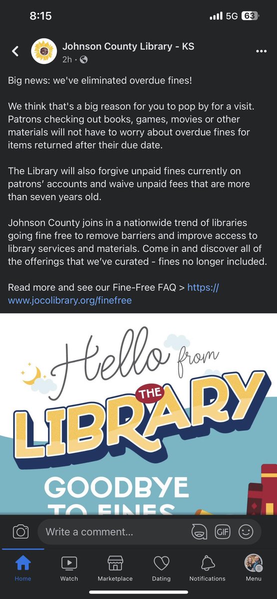 Big news!! My $0.30 library fine from 2013 was officially cancelled today. 10 years later and I’m debt free. 😅🍾