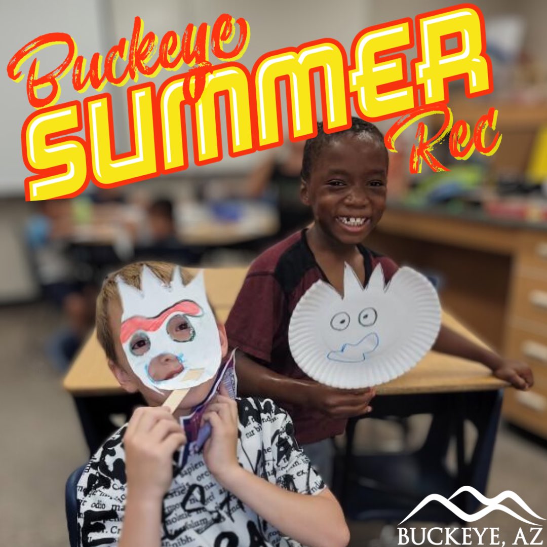 📣Registration is open for Buckeye Summer Rec! This fun, quality and affordable summer program is offered at select Buckeye schools. Register online or find the information packet here 👉 buckeyeaz.gov/youthprograms
