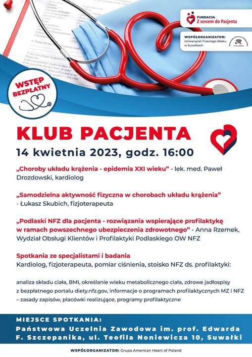 💙 Już dziś w #Suwałki spotkanie prozdrowotne, podczas którego przedstawiciele z #PodlaskiNFZ zaprezentują ofertę profilaktyczną <a href="/NFZ_GOV_PL/">Narodowy Fundusz Zdrowia</a> oraz bezpłatne narzędzia, z których mogą korzystać pacjenci, by jeszcze lepiej zadbać o swoje zdrowie.  
1/2